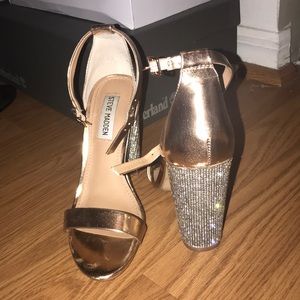 Steve Madden rose gold glitter Block heels
